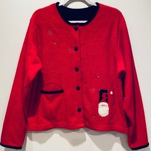Vintage Christmas Cardigan Sweater Button Up Santa Snowflake Holiday Siz…